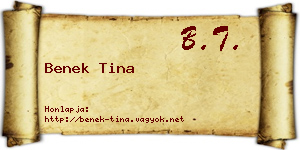 Benek Tina névjegykártya